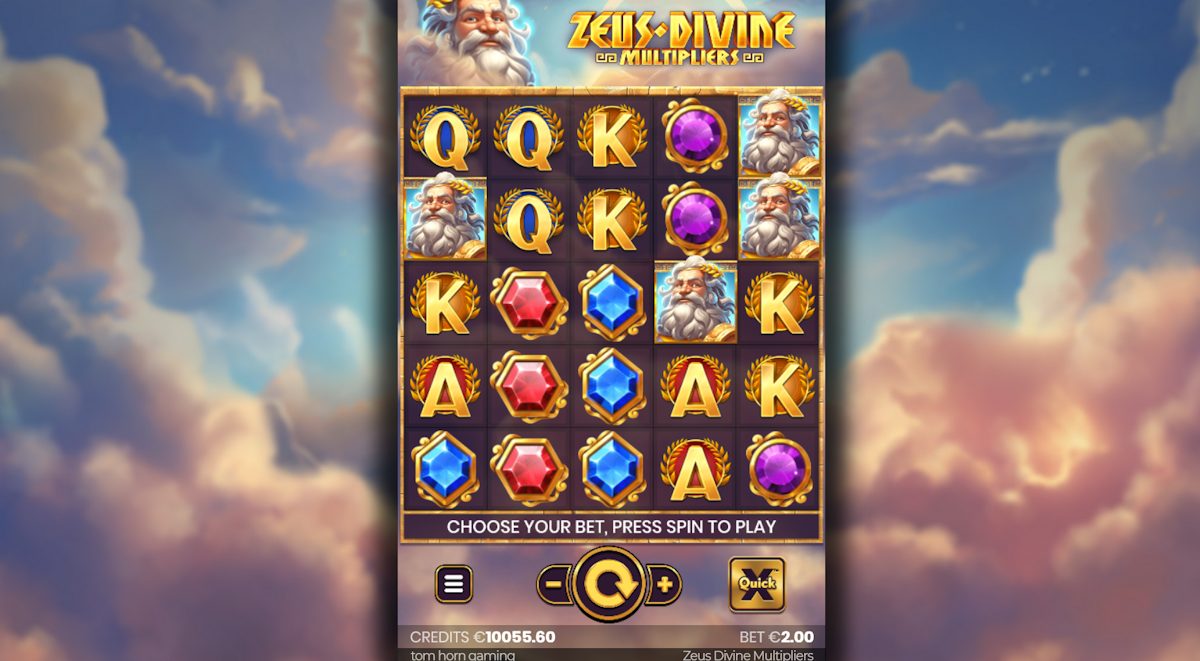 zeus divine multipliers slot base game by tom horn gaming
