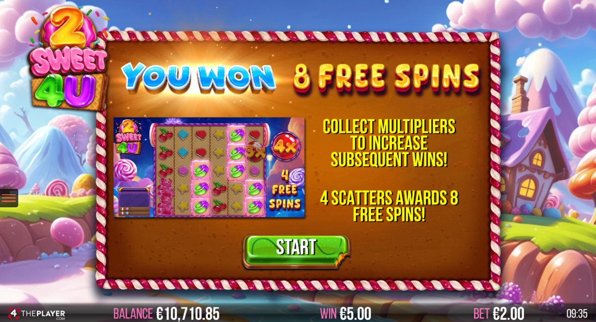 2 sweet 4 u slot free spins award by 4 the player