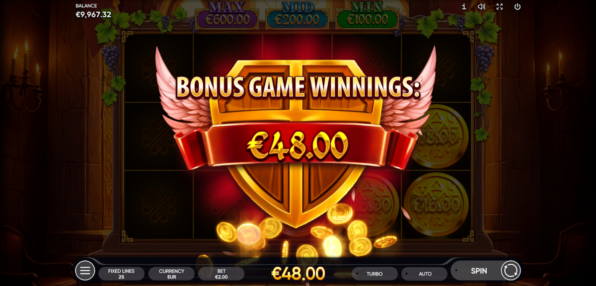age of glory slot bonus round award screen by endorphina