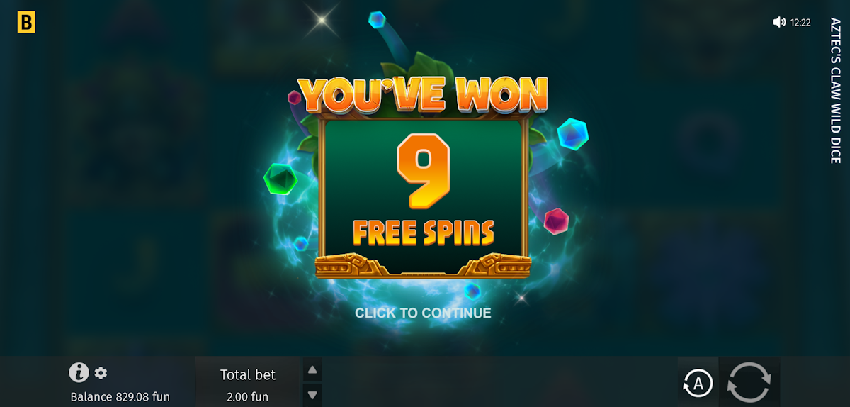 aztecs claw wild dice slot free spins award by bgaming