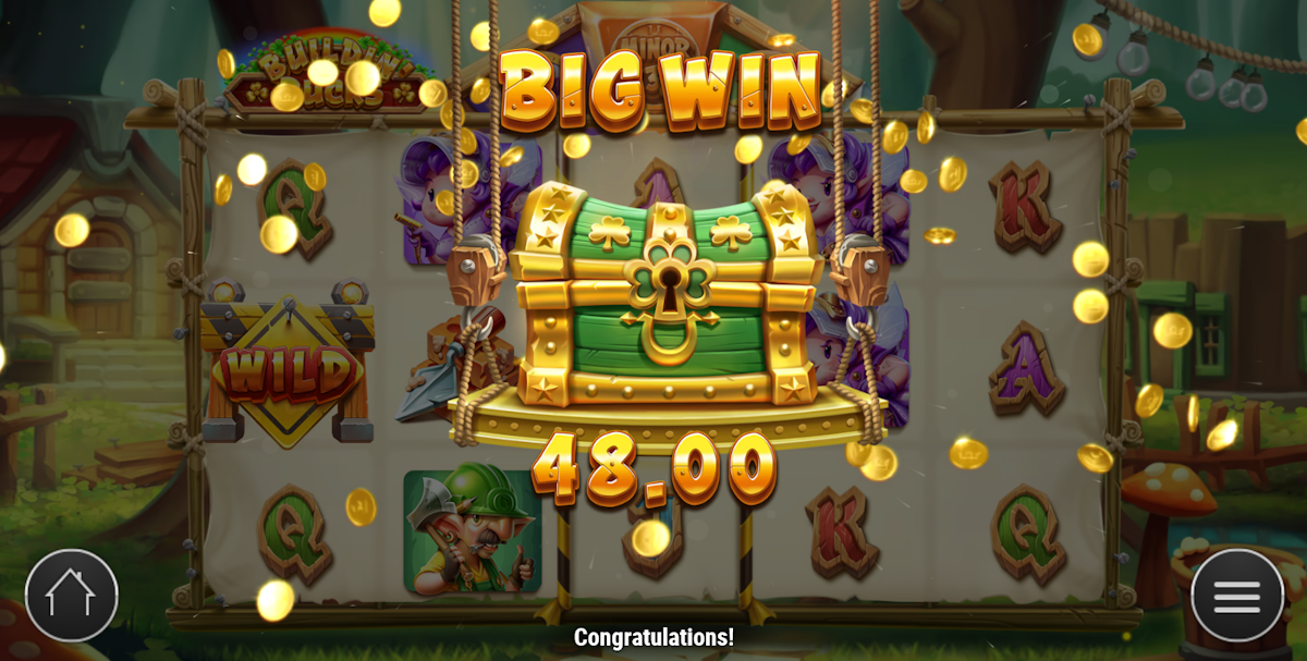buildin' bucks slot big win screen by play'n go
