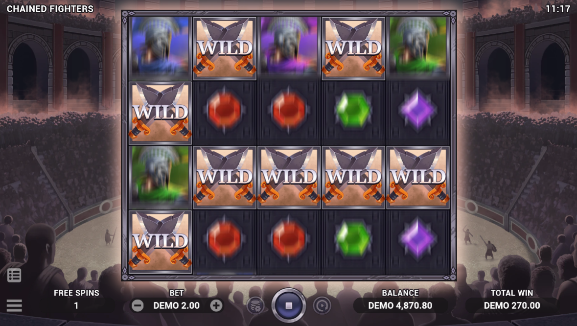 chained fighters slot bonus game sticky wilds by evoplay
