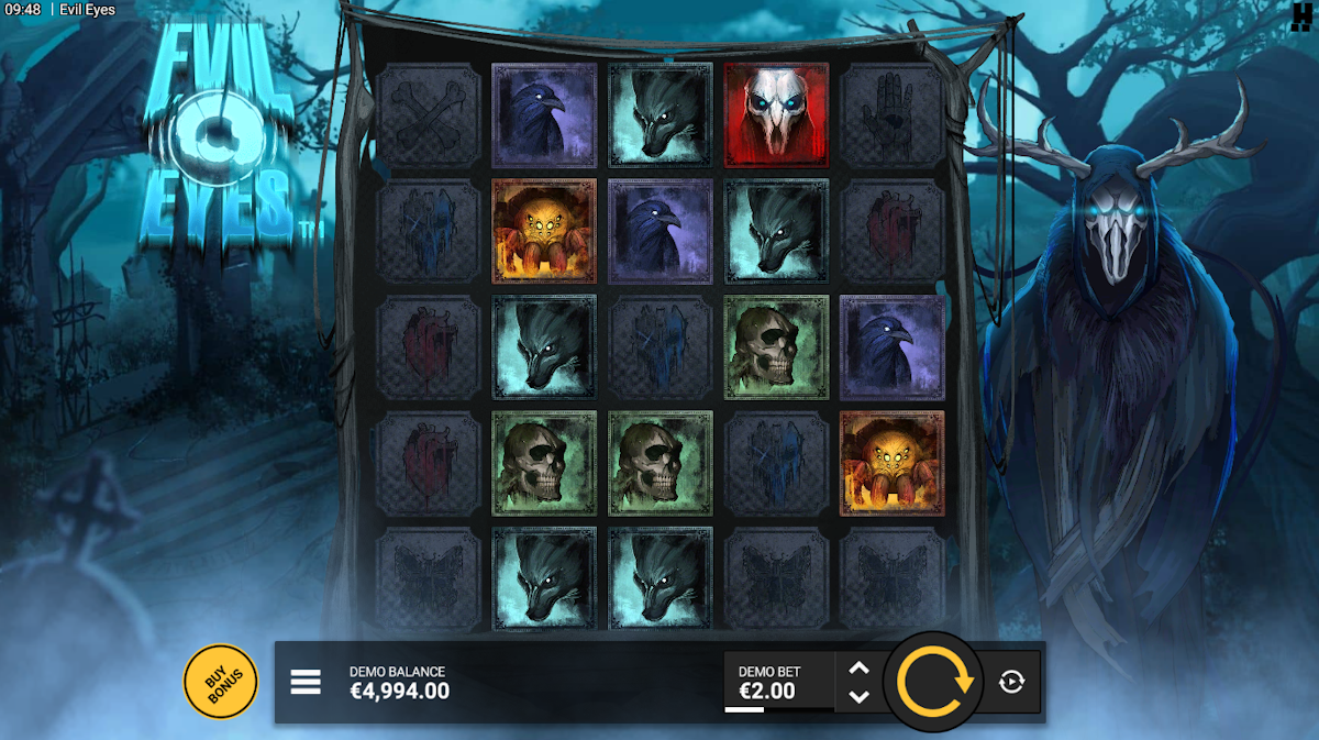 evil eyes slot graveyard base game by hacksaw gaming