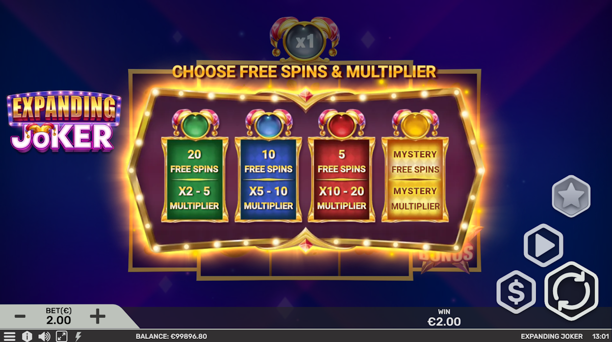 expanding joker slot free spins award by gaming corps