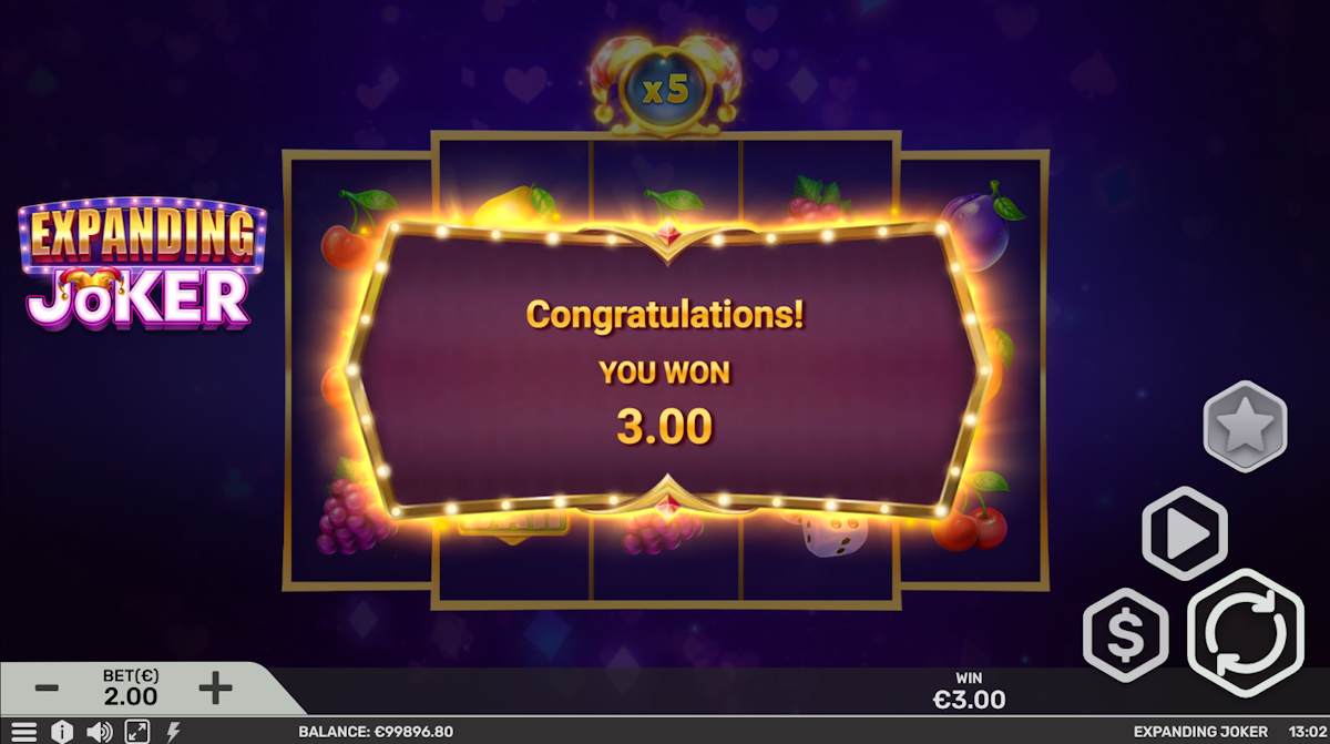 expanding joker slot win screen by gaming corps