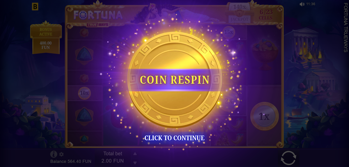 fortuna trueways slot coin respin award by bgaming