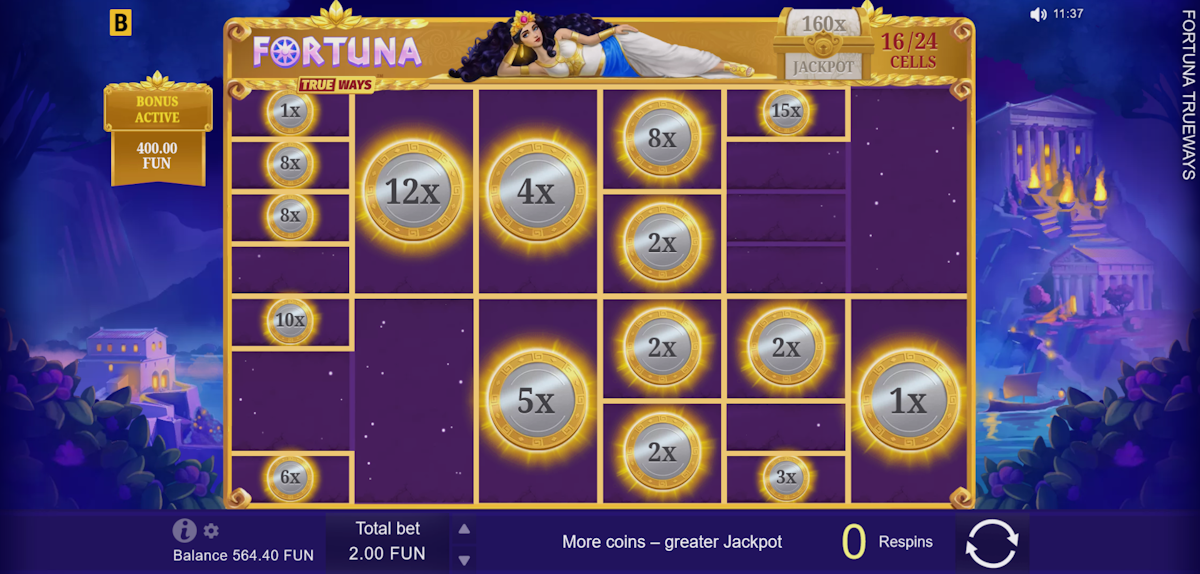 fortuna trueways slot coin respin feature by bgaming