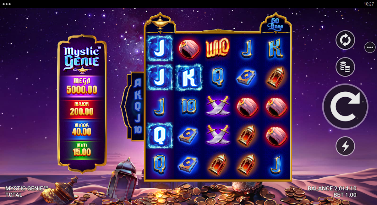 mystic genie slot base game by just for the win