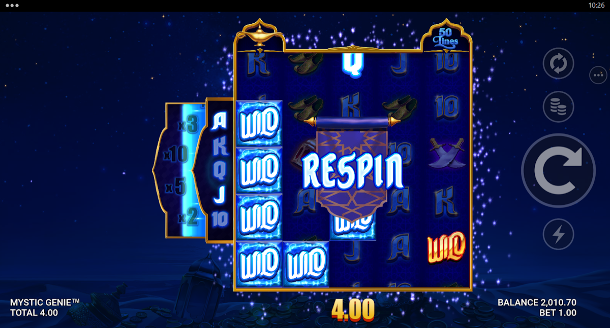 mystic genie slot respin feature by just for the win