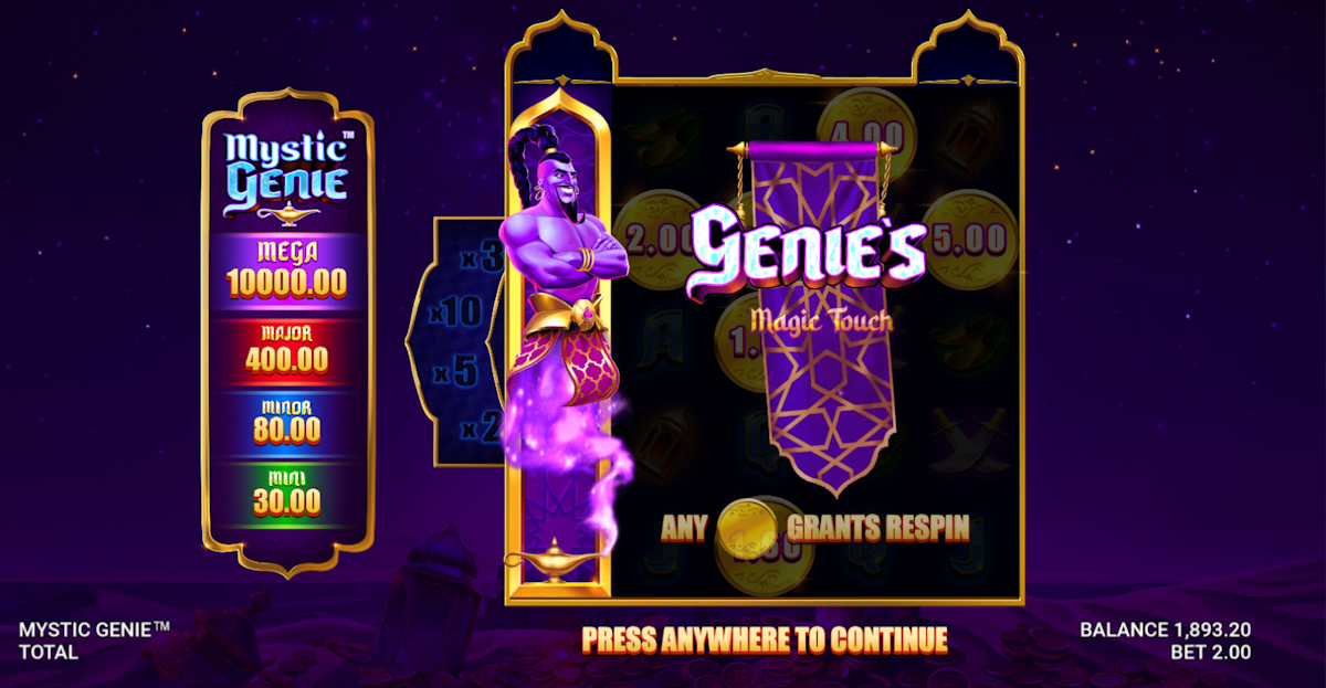mystic genie slot respin reward by just for the win