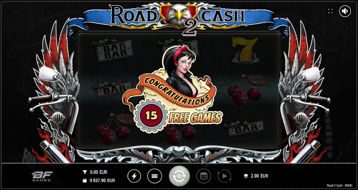 road 2 cash slot free spins award by bf games