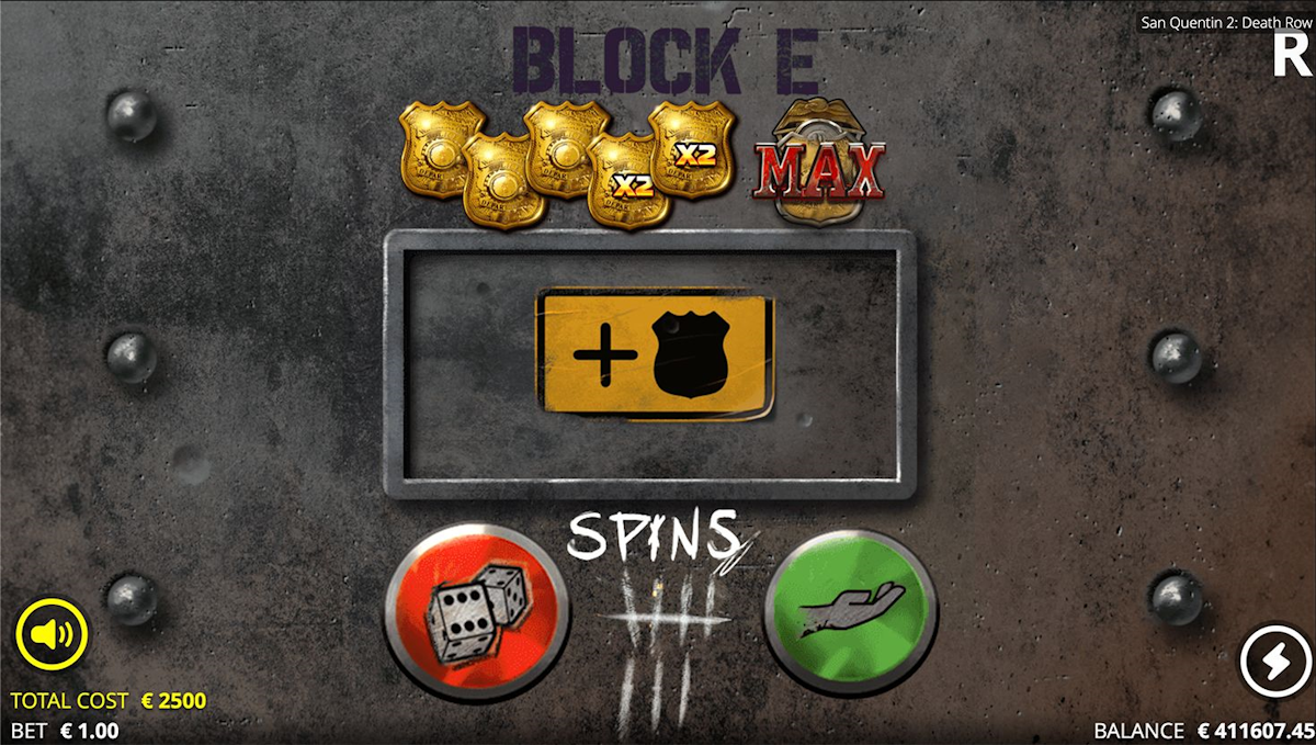 San Quentin 2 death row slot free spins award screen by NoLimit City