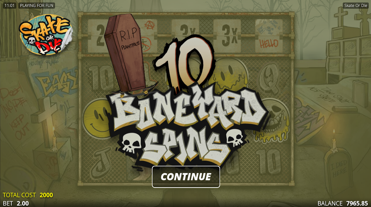skate or die slot free spins award by nolimit city