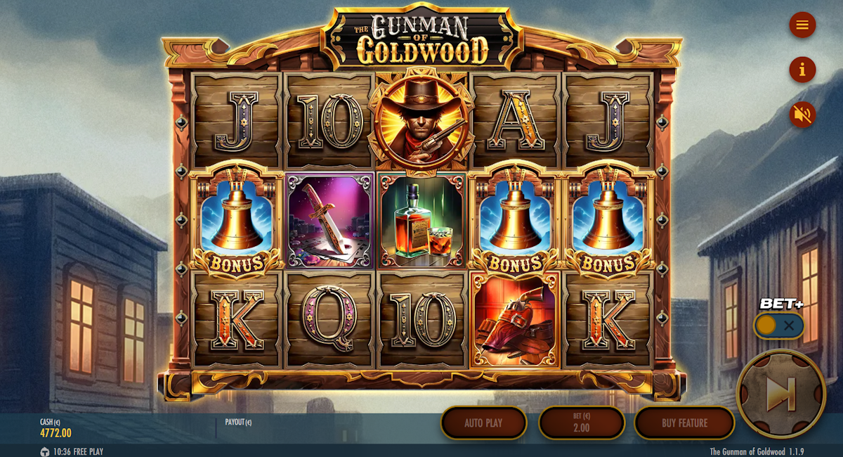 the gunman of goldwood slot bonus game feature by thunderkick