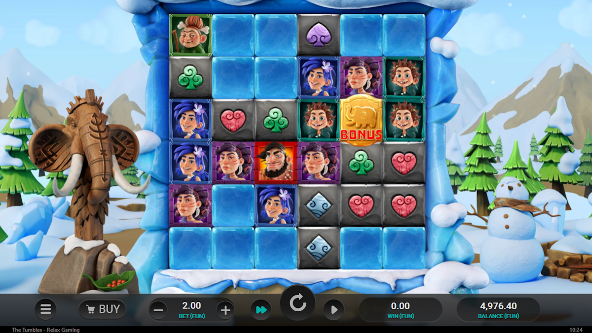 the tumbles slot base game by relax gaming