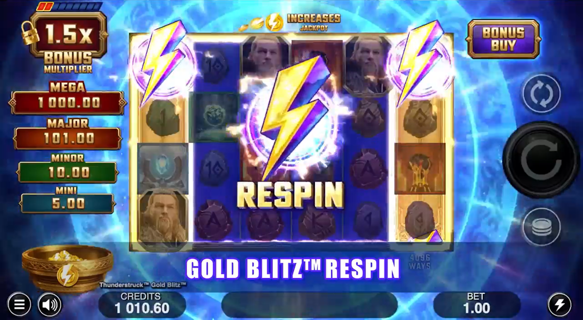 thunderstruck gold blitz extreme slot respin feature by stormcraft studios