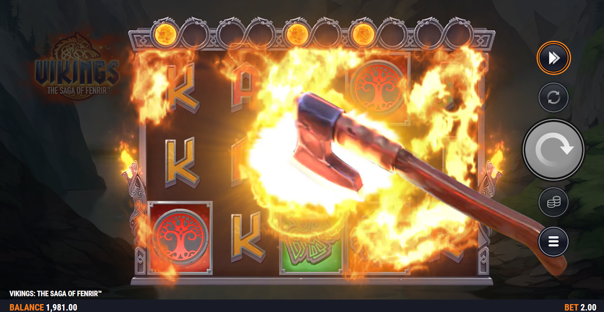 vikings the saga of fenrir slot wolf graphic in axe feature by foxium