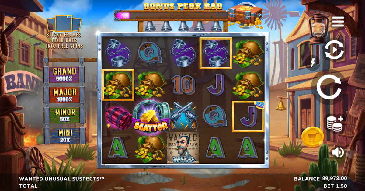 wanted unusual suspects slot base game by northern lights gaming