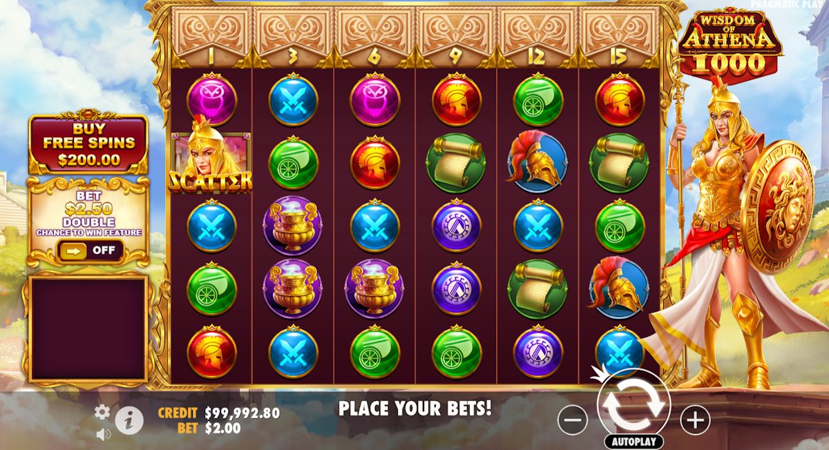 wisdom of athena 1000 slot base game by pragmatic play