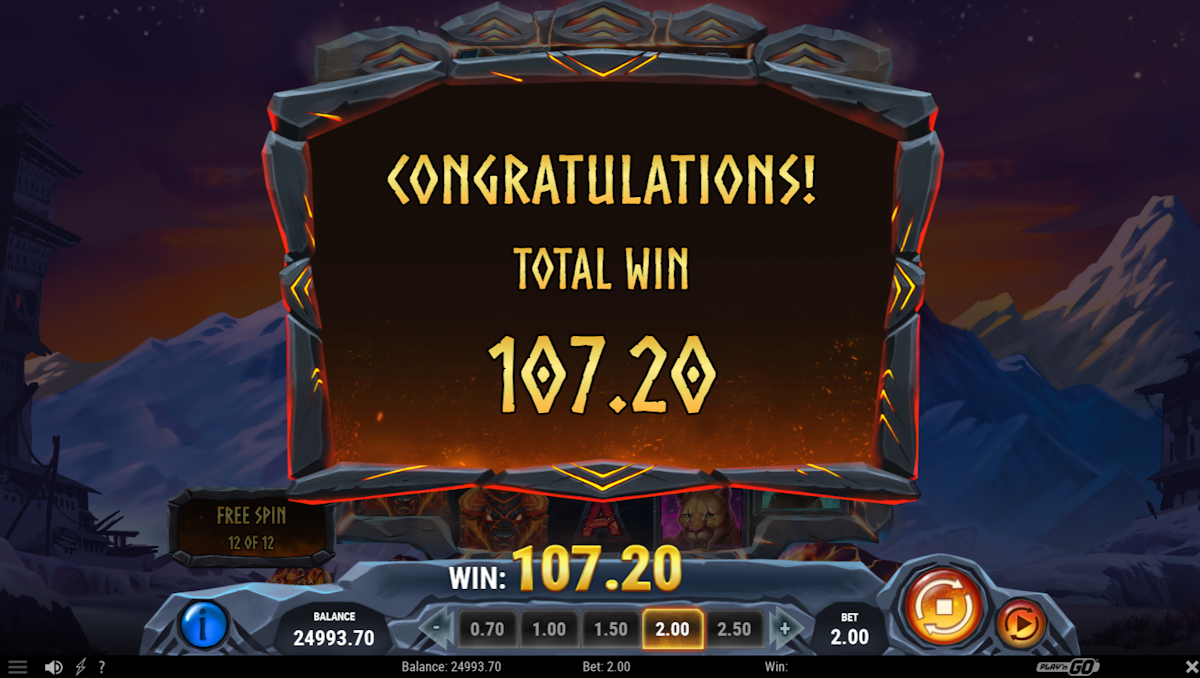 beasts of fire maximum slot total win screen by play'n go