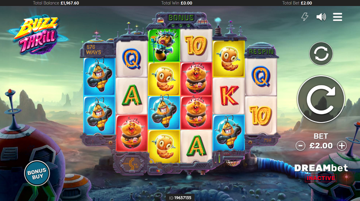 buzz thrill slot base game by dreamspin