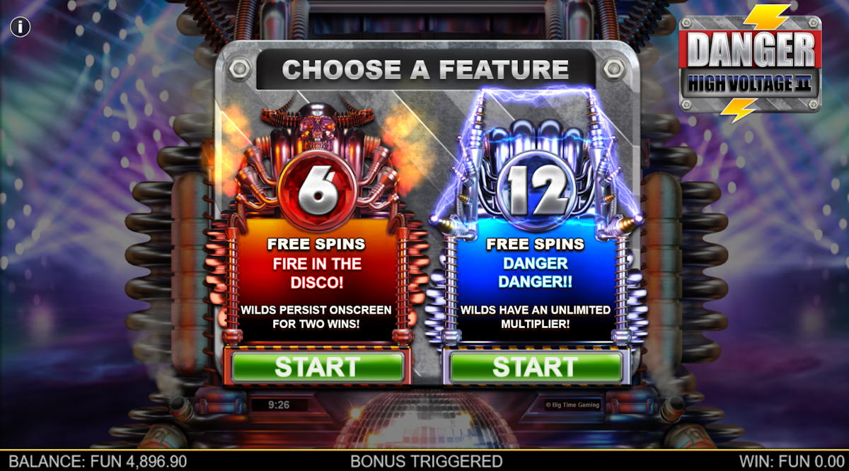 danger high voltage 2 slot free spins award by big time gaming