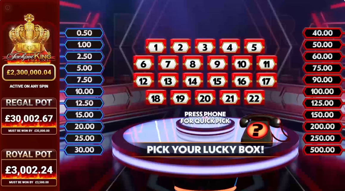 deal or no deal bankers boost jackpot king slot pick a box by blueprint gaming