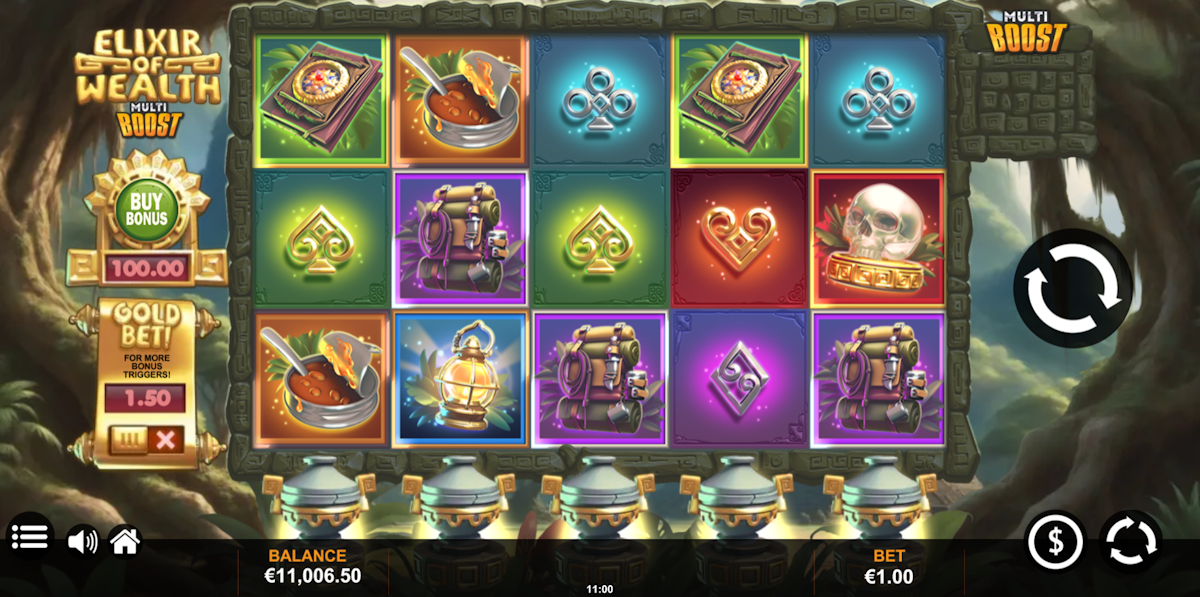 elixir of wealth slot base game by jelly