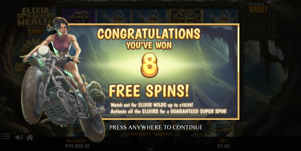 elixir of wealth slot free spins award by jelly