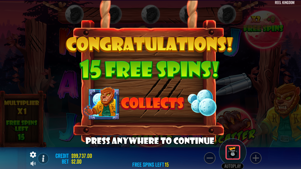 fangtastic freespins slot free spins award by pragmatic play