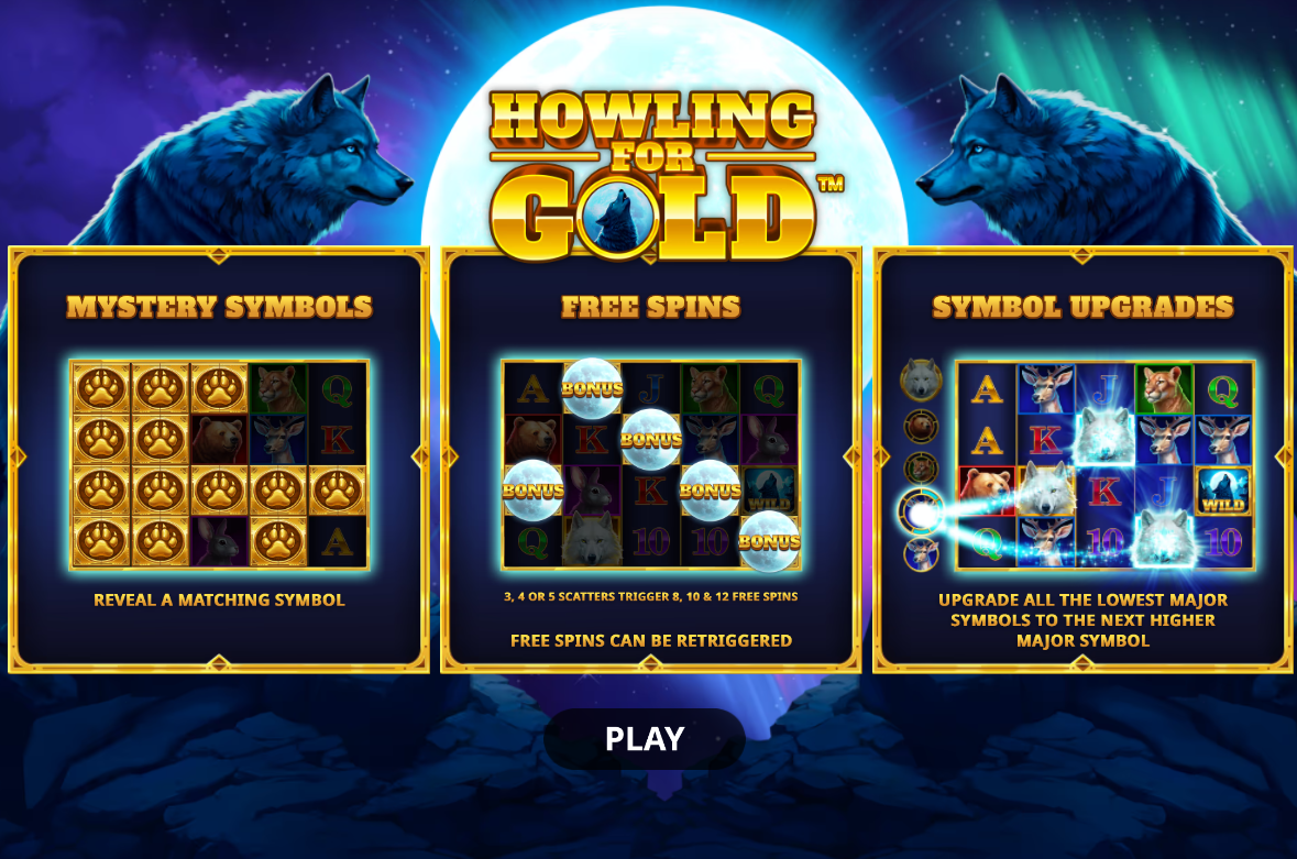 howling for gold slot feature screen by booming games