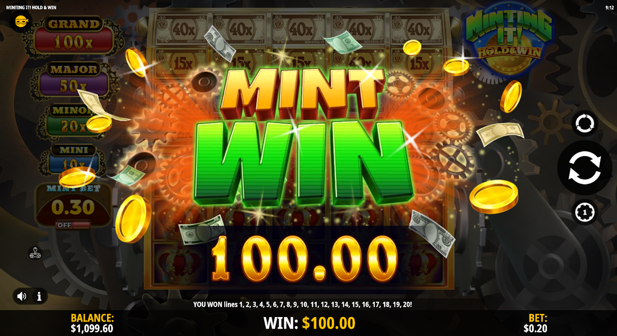 minting it hold and win slot win screen by igt play digital