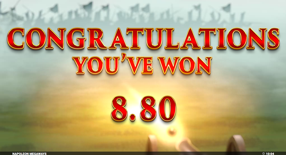 napoleon megaways slot win screen by blueprint gaming