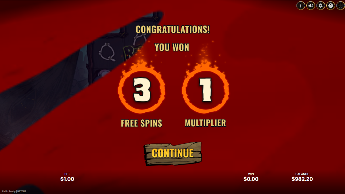 rabid randy slot free spins award by netent