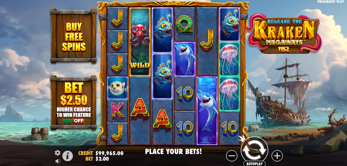 release the kraken megaways slot base game by pragmatic play