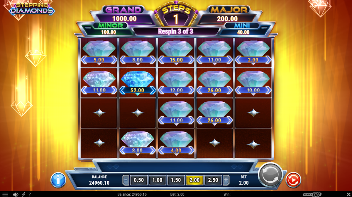 stepping diamonds slot bonus feature by playn go