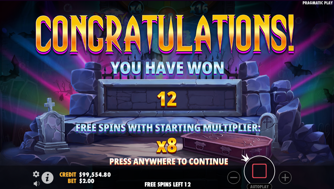 vampy party slot free spins award by pragmatic play