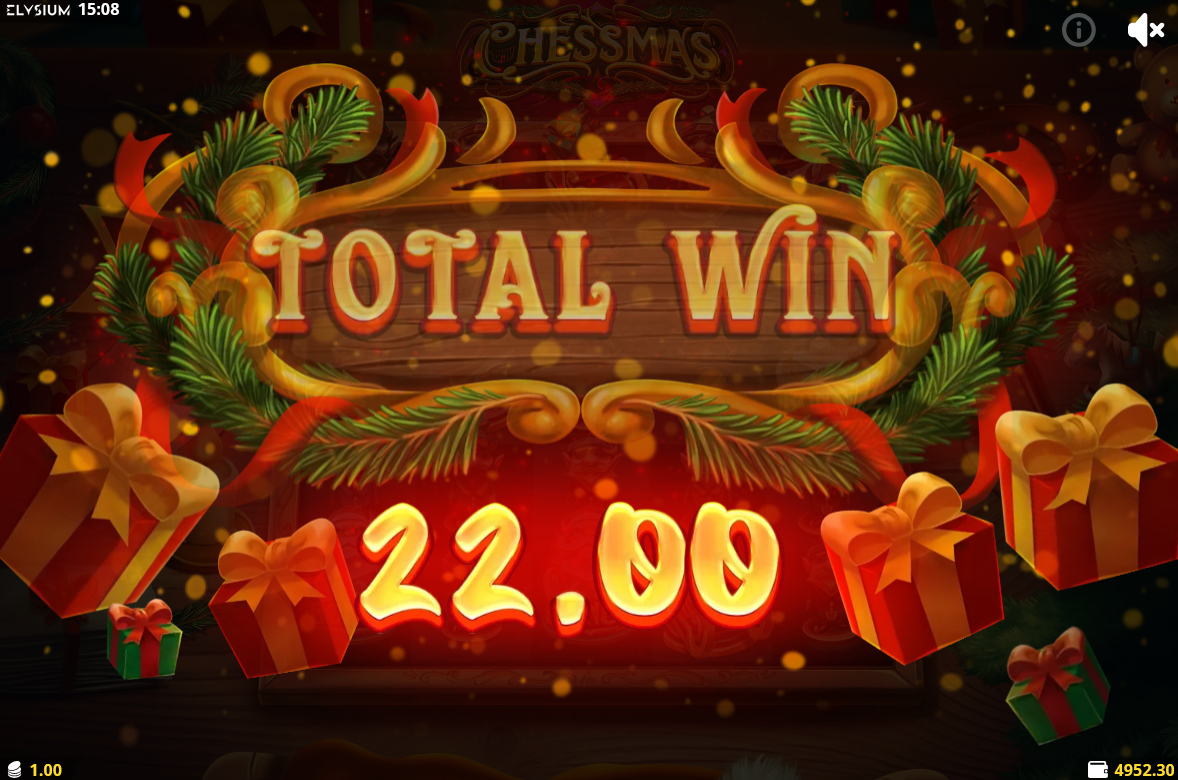 chessmas slot total win screen by elysium studios