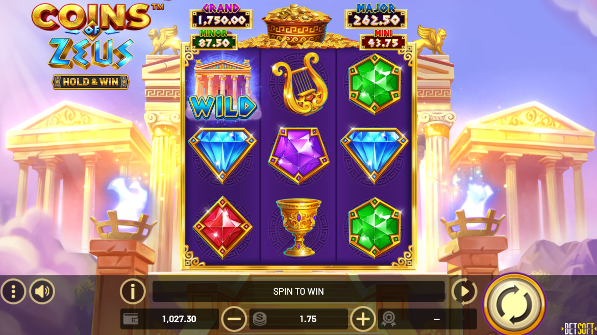 coins of zeus hold and win slot base game by betsoft gaming