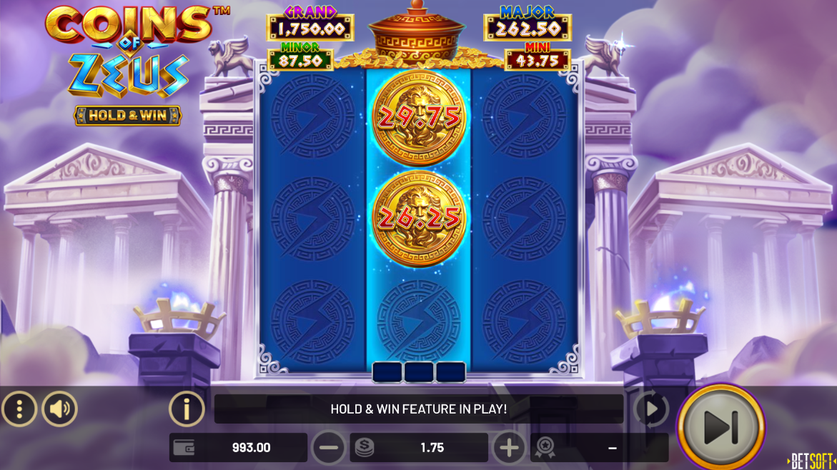coins of zeus hold and win slot bonus feature by betsoft gaming