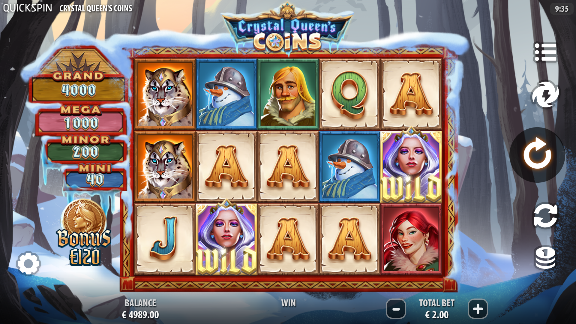 crystal queen's coins slot base game by quickspin