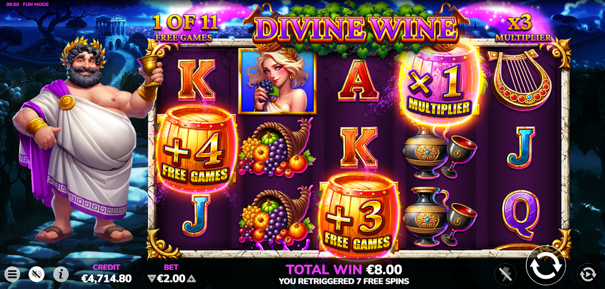 divine wine slot bonus feature trigger by atomic slot lab