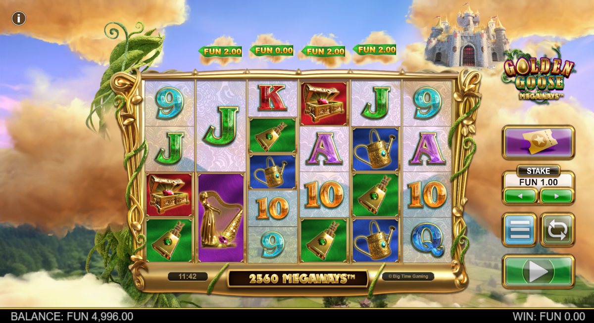 golden goose megaways slot base game by btg