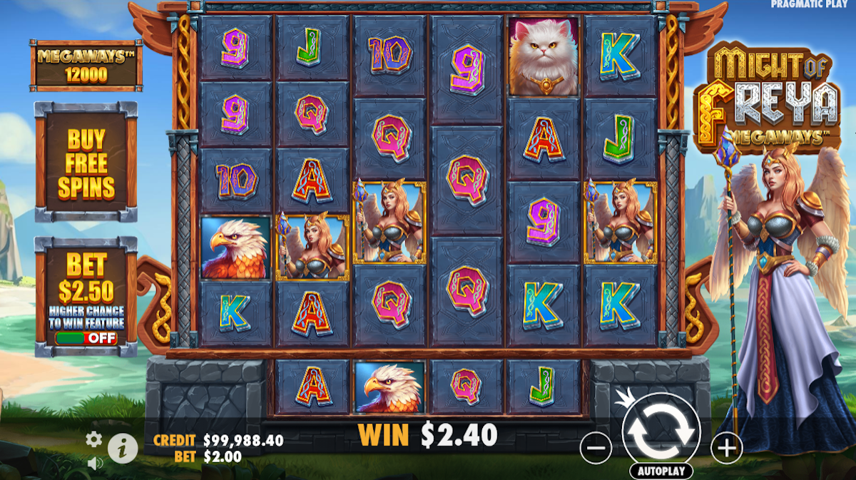 might of freya megaways slot base game by pragmatic play