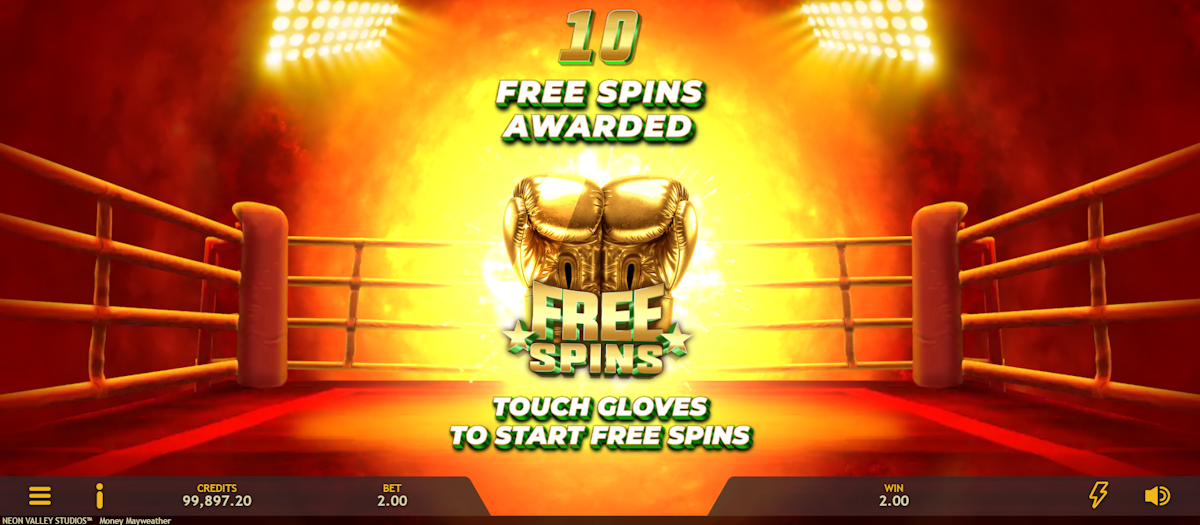 money mayweather slot free spins award by neon valley studios