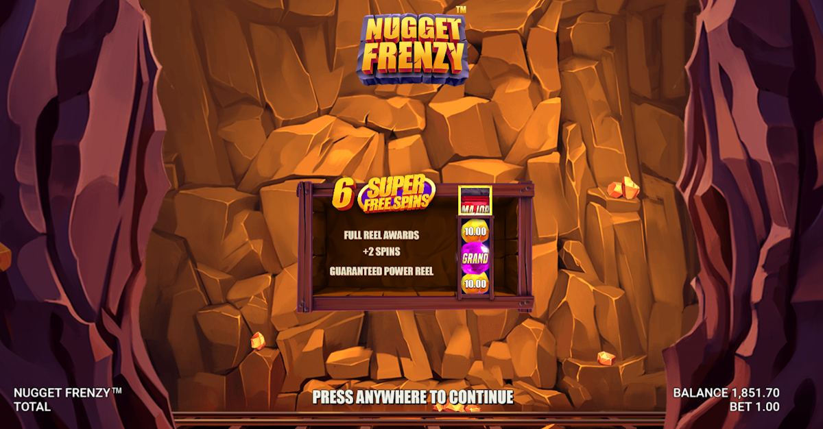 nugget frenzy slot super free spins award by just for the win