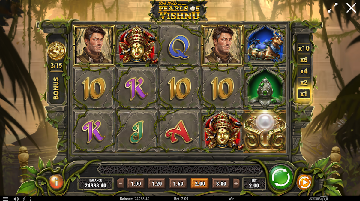 rich wilde and the pearls of vishnu slot base game by play'n go