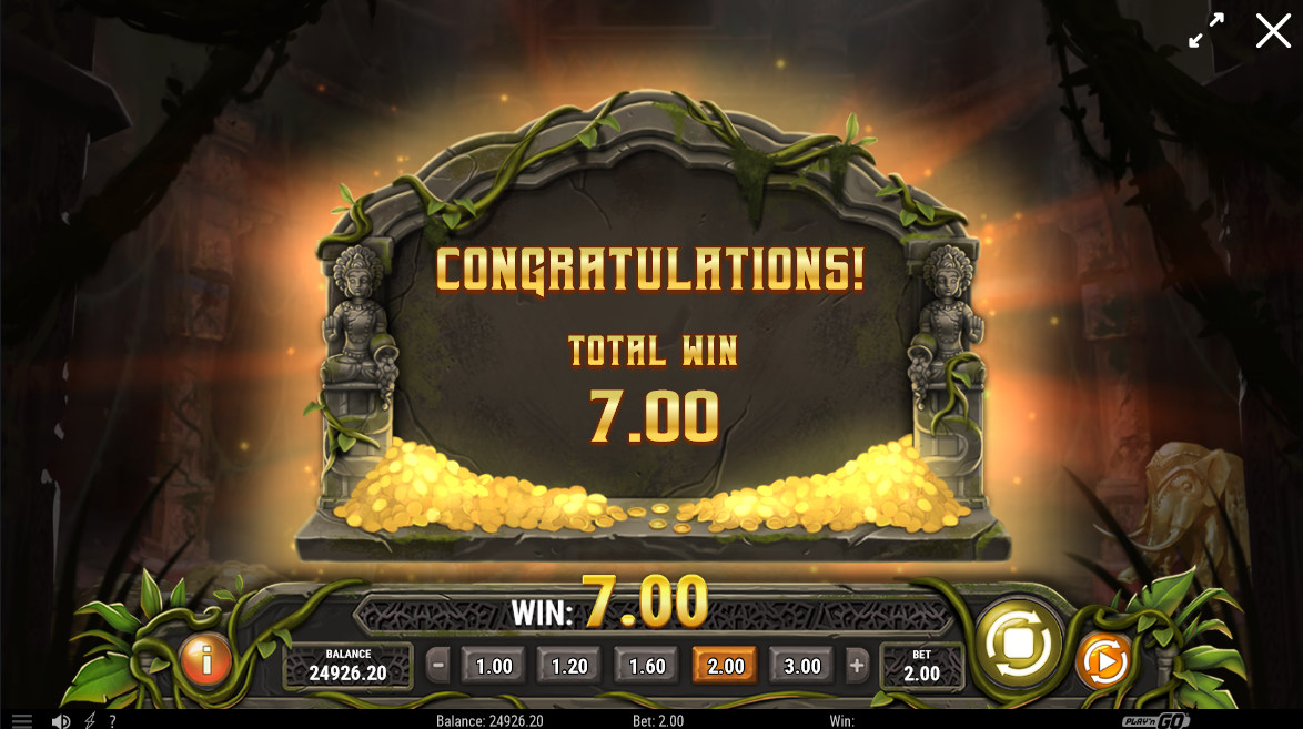 rich wilde and the pearls of vishnu slot win screen by play'n go