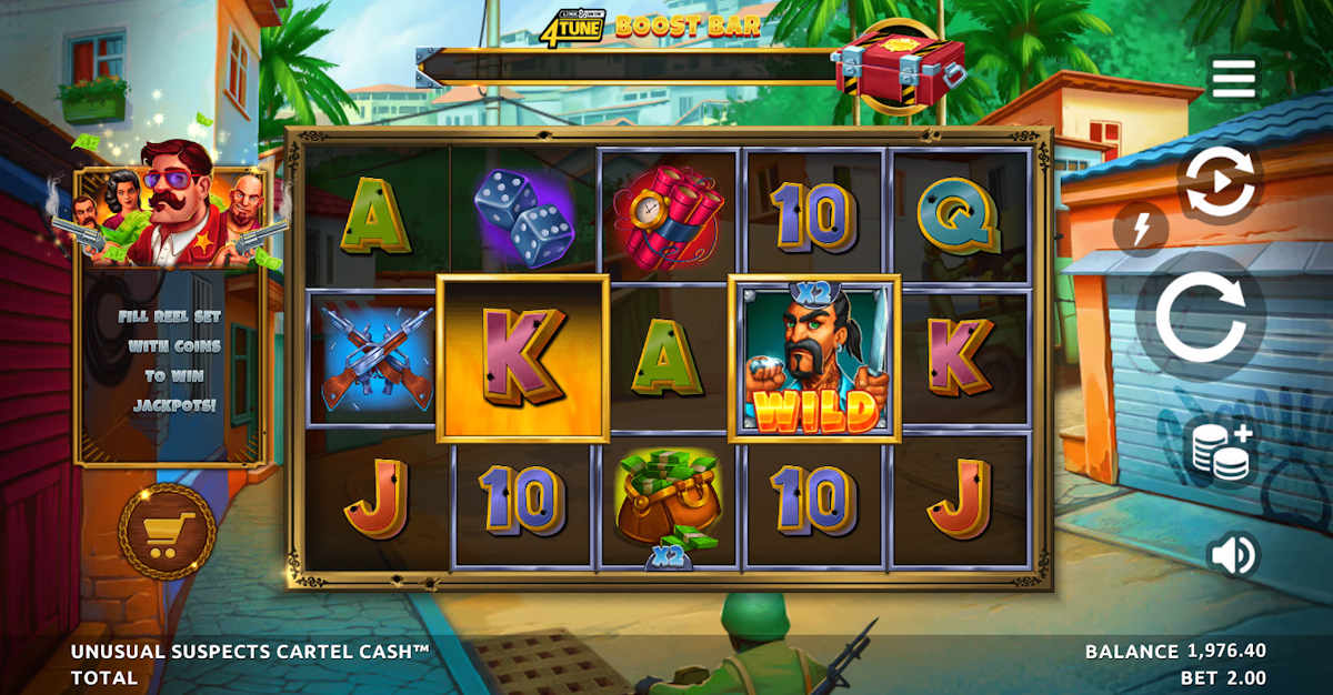 unusual suspects cartel cash slot base game by northern lights gaming