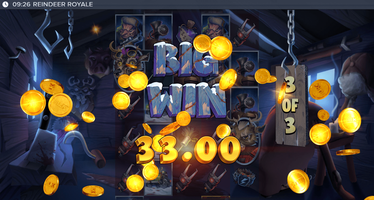 reindeer royale slot big win screen by elk studios
